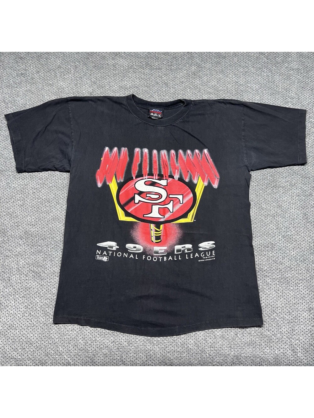 Vintage 1993 San Francisco 49Ers T-Shirt XL Magic Johnson Tag RARE MENS BLACK